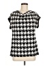 AB Studio Houndstooth Silver Short Sleeve Blouse Size M - photo 1