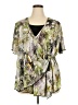 DressBarn 100% Polyester Green Short Sleeve Blouse Size 3X - photo 1