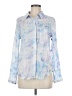 Black Tape_ 100% Rayon Print Blue Long Sleeve Blouse Size M - photo 1