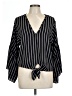 Lavender Fields Black 3/4 Sleeve Blouse Size L - photo 1