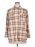 New York Laundry 100% Polyester Plaid Brown Long Sleeve Blouse Size 1X - photo 1