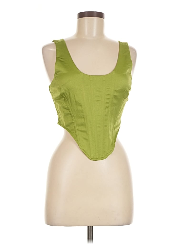 Pre-owned Japna Tank Top Green Strapless Neckline Tops