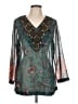 Soft Surroundings Teal 3/4 Sleeve Blouse Size L - photo 1