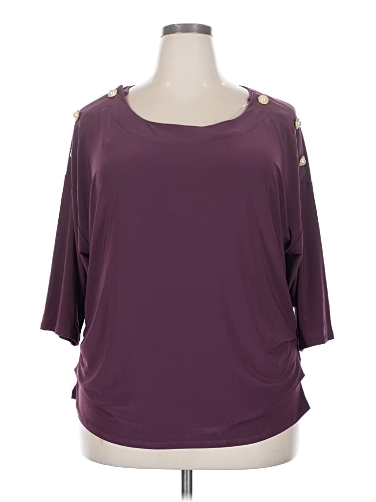 Pre-owned Auw 3/4 Sleeve Top Purple Cold Shoulder Neckline Tops