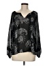 Just Fab 100% Polyester Paisley Black Long Sleeve Blouse Size M - photo 1