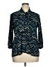 Robert Louis Chevron-herringbone Teal 3/4 Sleeve Blouse Size XL - photo 1