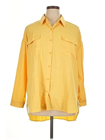 Unbranded 3/4 Sleeve Button-Down Shirt (view 1)
