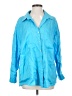 Magaschoni 100% Linen Blue 3/4 Sleeve Button-Down Shirt Size S - photo 1