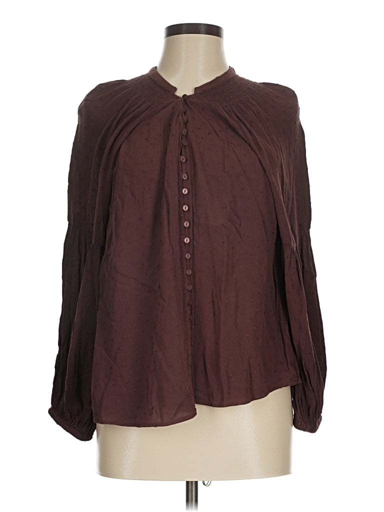 Universal Thread Long Sleeve Blouse In Brown
