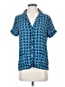 J.Crew 100% Polyester Blue Short Sleeve Blouse Size 2 - photo 1