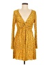 ASOS 100% Polyester Print Yellow Casual Dress Size 8 - photo 1