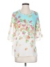 Unbranded 100% Silk Floral White 3/4 Sleeve Silk Top Size S (estimated) - photo 1