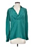 Tegan 100% Silk Teal Long Sleeve Silk Top Size 2 - photo 1