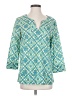 Lands' End 100% Cotton Teal 3/4 Sleeve Blouse Size 4 - photo 1