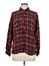 Max Studio Plaid Burgundy Long Sleeve Blouse Size M - photo 1