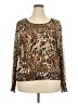 By Design Animal Print Brown Long Sleeve Blouse Size 2X - photo 1