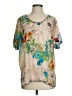 Johnny Was 100% Silk Floral Multi Color Tan Blouse Size S - photo 1