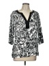 Chico's 100% Cotton Floral Black Silver 3/4 Sleeve Blouse Size Lg (2) - photo 1