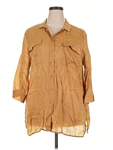 Lafayette 148 New York 3/4 Sleeve Button-Down Shirt (view 1)