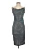 Laundry by Shelli Segal 100% Polyester Metallic Silver Cocktail Dress Size 4 - photo 1