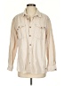 Roxy 100% Cotton Solid Tan 3/4 Sleeve Button-Down Shirt Size S - photo 1