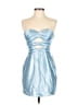 Unbranded 100% Polyester Metallic Blue Cocktail Dress Size 4 - photo 1