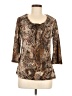 PASSPORTS Brown 3/4 Sleeve Blouse Size M - photo 1
