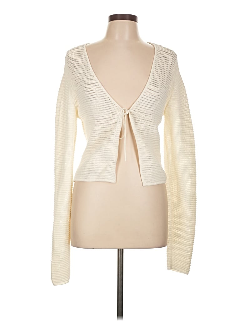 Pre-owned Frame Long Sleeve Top Ivory Plunge Neckline Tops