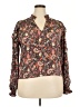 Evereve 100% Polyester Paisley Brown Long Sleeve Blouse Size L - photo 1