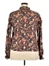 Evereve 100% Polyester Paisley Brown Long Sleeve Blouse Size L - photo 2
