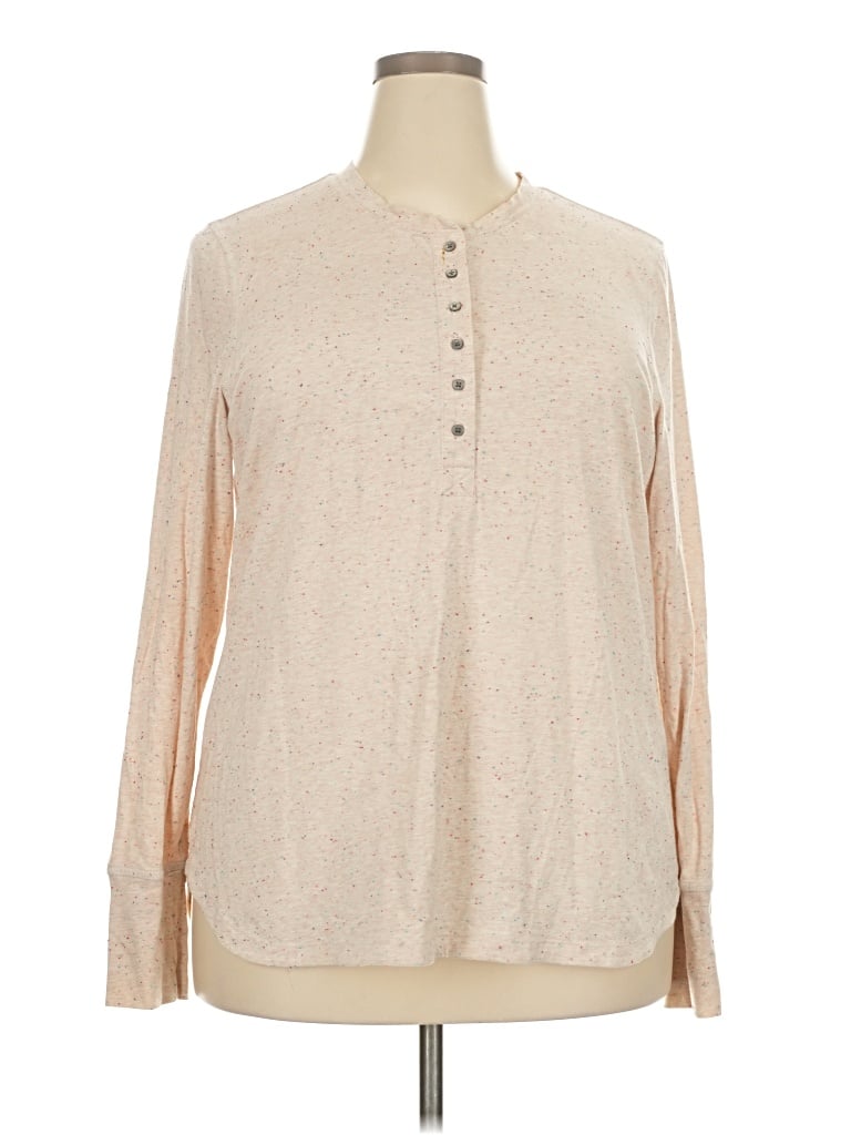 Pre-owned Thirdlove Long Sleeve Henley Shirt In Tan