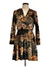 Zara Basic 100% Polyester Print Gold Casual Dress Size L - photo 1
