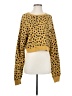 LNA 100% Cotton Animal Print Yellow Pullover Sweater Size S - photo 1