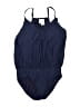 Gap Solid Blue One Piece Swimsuit Size L - photo 1
