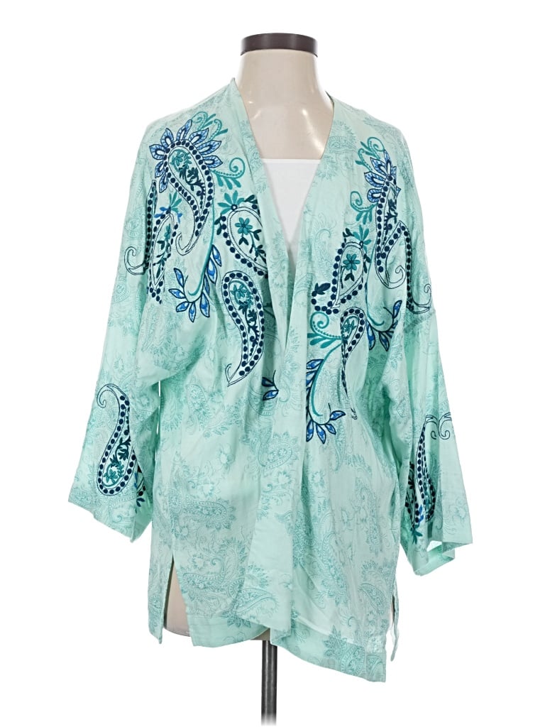 Pre-owned Jjill Kimono In Blue