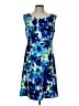 Connected Apparel Print Blue Casual Dress Size 12 - photo 1