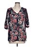 Skies Are Blue 100% Polyester Floral Black 3/4 Sleeve Blouse Size L - photo 1