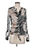 Zac & Rachel 100% Polyester Animal Print Silver Long Sleeve Blouse Size S - photo 1