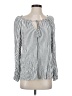 Max Studio Stripes Silver Long Sleeve Blouse Size S - photo 1