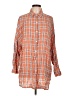 Max Studio 100% Cotton Plaid Orange 3/4 Sleeve Button-Down Shirt Size L - photo 1
