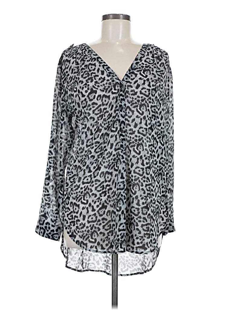 Pre-owned Lumiere Long Sleeve Blouse In Silver