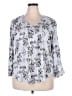 Fun2Fun 100% Rayon Floral Silver 3/4 Sleeve Blouse Size XXL - photo 1