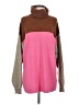 Free People Color Block Pink Turtleneck Sweater Size S - photo 1