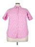 Roaman's 100% Cotton Print Pink Short Sleeve Button-Down Shirt Size 22 - photo 1