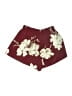 Shein 100% Polyester Floral Burgundy Shorts Size S - photo 2