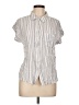 En Creme Stripes Ivory Short Sleeve Blouse Size L - photo 1