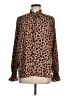 Never Fully Dressed 100% Polyester Animal Print Brown Long Sleeve Blouse Size 6 - photo 1