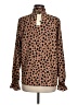 Never Fully Dressed 100% Polyester Animal Print Brown Long Sleeve Blouse Size 6 - photo 2