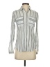 Express Stripes Silver Long Sleeve Blouse Size XXS - photo 1