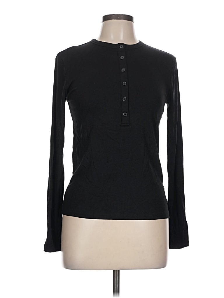 Universal Thread Long Sleeve Henley Shirt In Black
